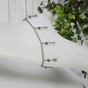 Silver Stainless Steel Ankle Bracelet Butterfly Charm Anklet